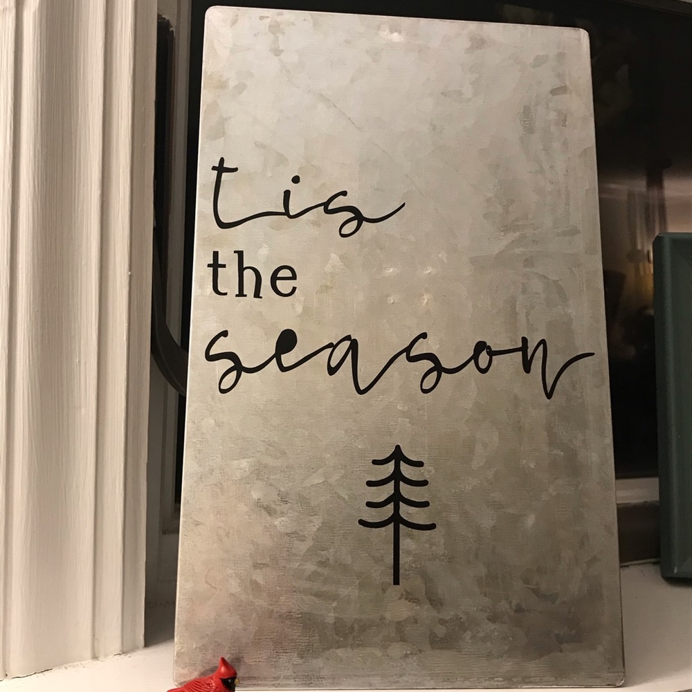 Handcrafted tin Winter/Christmas sign